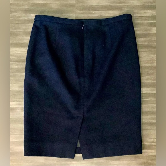 J. Crew Navy Wool Pencil Skirt with Front Pockets - Picture 2 of 3